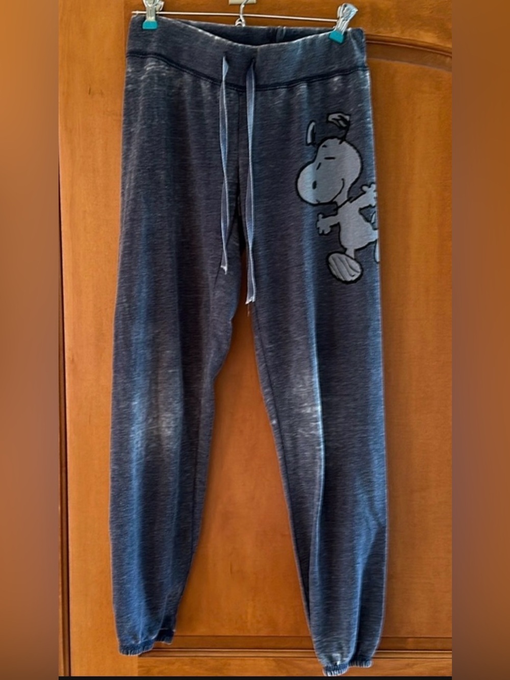 Peanuts Snoopy Graphic Acid Wash Joggers Knit Sweatpants Dark Gray Women's Sz XS